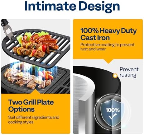 VIVOHOME Oval Cast Iron Grill with Interchangeable Grates & Griddle