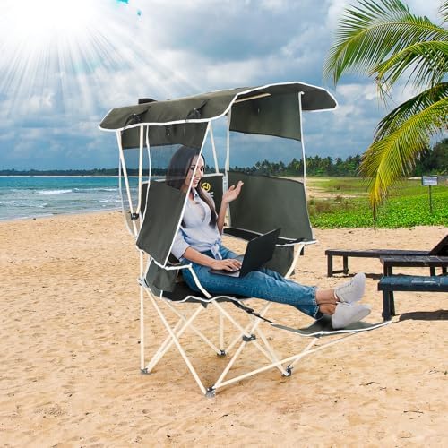 Nice C Canopy Chair with Footrest, Umbrella Camping Chair (1 Pack)