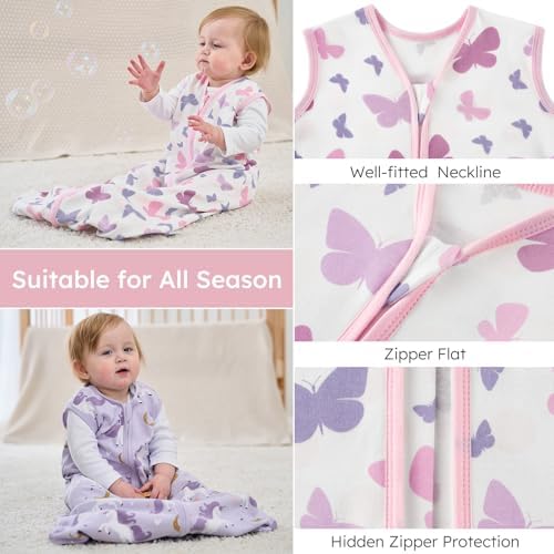 Yoofoss Baby Sleep Sack 12-18 Month 0.5TOG 100% Organic Cotton 2-Way Zipper