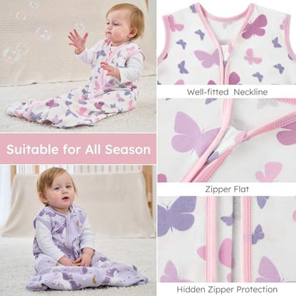 Yoofoss Baby Sleep Sack 12-18 Month 0.5TOG 100% Organic Cotton 2-Way Zipper