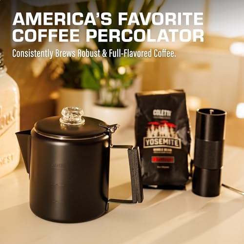 COLETTI Bozeman Black Percolator Coffee Pot — Camping Coffee Pot — America’s Sleekest Percolator – NO Aluminum or Plastic [6 cup]