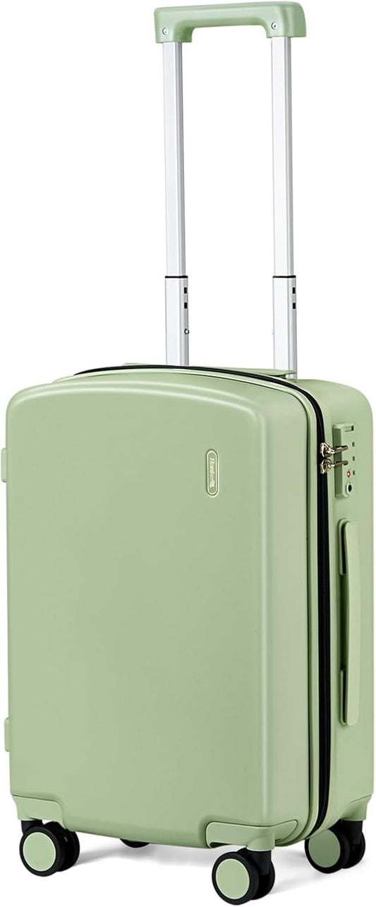 Hanke 20 Inch Hard Shell Suitcases with Spinner Wheels, Lightweight Carry On Luggage 22x14x9 Airline Approved Built-in TSA Lock, Durable Suitcase Rolling Luggage Carry-On Bag(Bamboo Green)