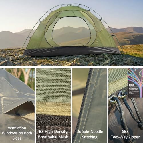 ShinHye Backpacking Tent 2/3/4 Person - Ultralight Dome Portable Tents for Camping Easy Set Up, Outdoor Hiking Waterproof Camp Instant Tent Two Doors Double Layer