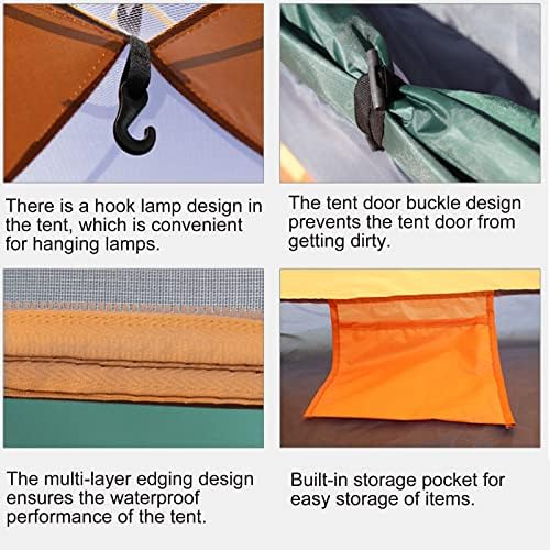 Family Dome Tent Pop-Up Tent Lightweight Tent Durable 210T Polyester Fabric Water-Resistant, UV Protection Easy Set Up for Camp Backpacking Hiking Outdoor,Orange 1,M