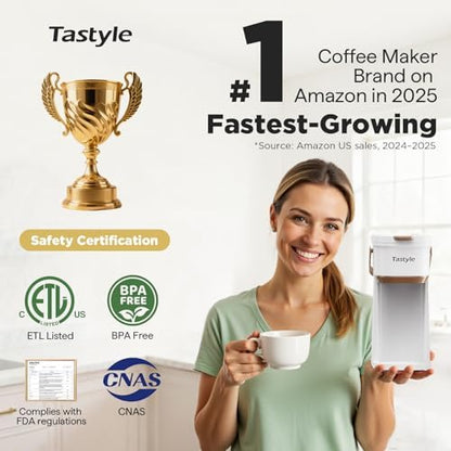 Tastyle Mini Single Serve Coffee Maker for K Cups and Grounds with Handle