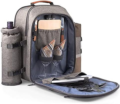 Sunflora Picnic Backpack for 2 Person, Picnic Basket Set (Brush Beige)