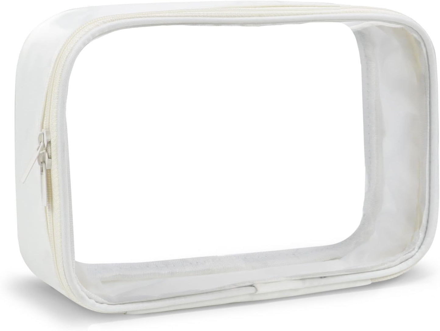 Moyad TSA Approved Clear Toiletry Bag, 1 Pack Quart Size 3-1-1 Liquids Pouch for Travel, Transparent Makeup & Cosmetic Organizer for Women Men, Beige