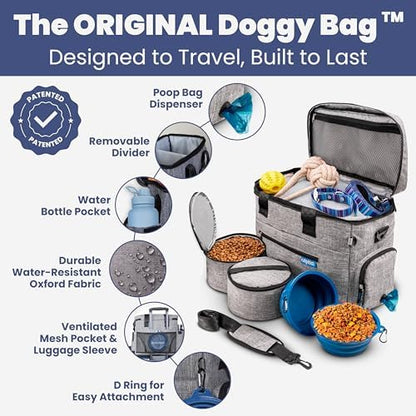 Rubyloo Original Doggy Bag™ Dog Travel Bag for Supplies with Travel Bowls