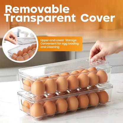 Utopia Home Egg Holder for Fridge, Stackable Egg Container, 3 Pack, Clear
