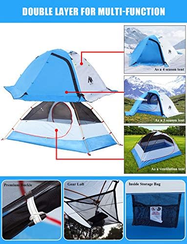 AYAMAYA 4 Season Waterproof 2 Person Backpacking Tent with Aluminum Poles