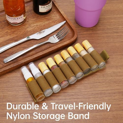 NiHome Camping Spice Kit 9pc Glass Jars Spray Bottles Leakproof Travel