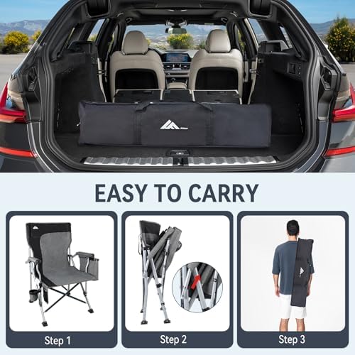 Ablazer 2 Pack Padded High Back Camping Chairs, 350 lb Capacity Each