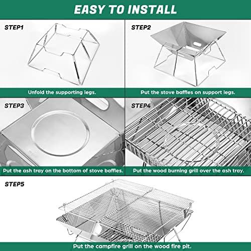Odoland Portable Folding Charcoal Grills for Outdoor Picnic Backpacking BBQ