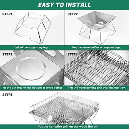 Odoland Portable Folding Charcoal Grills for Outdoor Picnic Backpacking BBQ