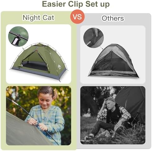 Night Cat Upgraded Backpacking Tents 1 2 Persons Easy Clip Setup Camping Tent Adults Scouts Heavy Rainproof Compact Lightweight