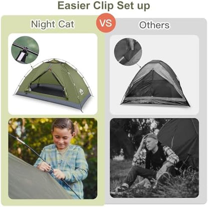 Night Cat Upgraded Backpacking Tents 1 2 Persons Easy Clip Setup Camping Tent Adults Scouts Heavy Rainproof Compact Lightweight