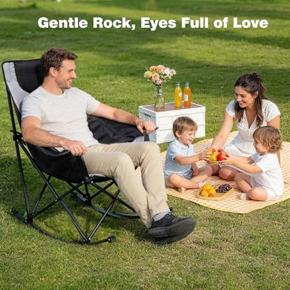 SUNNYFEEL Oversized Folding Rocking Camping Chair 2 Pack, 500lbs Grey