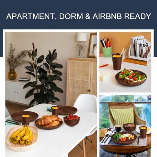28 Piece Dinnerware Set for 4, Unbreakable Plates and Bowls Sets