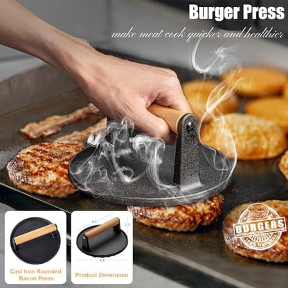 Grilliance 27pcs Griddle Accessories Kit for Blackstone, Professional Hibachi Flat Top Grill Tools, Enlarged Spatula Gift Set with Basting Cover，Burger Press Patty Maker for Outdoor BBQ Teppanyaki