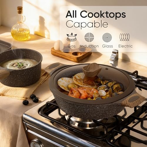 CAROTE 31pcs Nonstick Pots and Pans Set, Cookware Sets with Square Pan