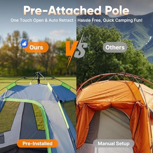 Golabs Pop Up Camping Tent for 2/3 Person, Quick Setup by Pre-Attached Pole