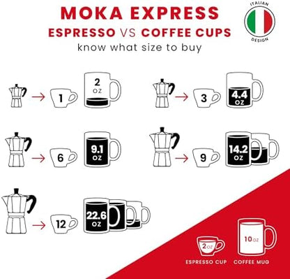 Bialetti - Moka Espress: Iconic Stovetop Espresso Maker, Makes Real Italian Coffee, Moka Pot 6 Cups (6 Oz), Aluminium, Silver