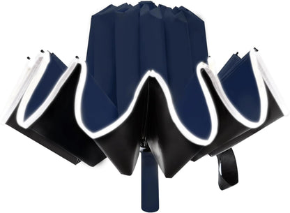 Large Double-Ribs Umbrella Automatic Folding Umbrella for Women Men, Travel, UPF 50+ UV Protection