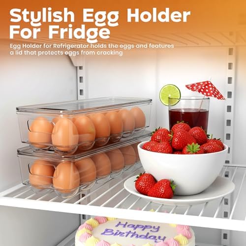 Utopia Home Egg Holder for Fridge, Stackable Egg Container, 4 Pack, Clear
