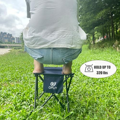 Opliy Camping Stool 2 Pack,13.5 Inch Portable Folding Stool for Outdoor Gardening and Beach Hiking Fishing,Foot Stool with Carry Bag (Blue)