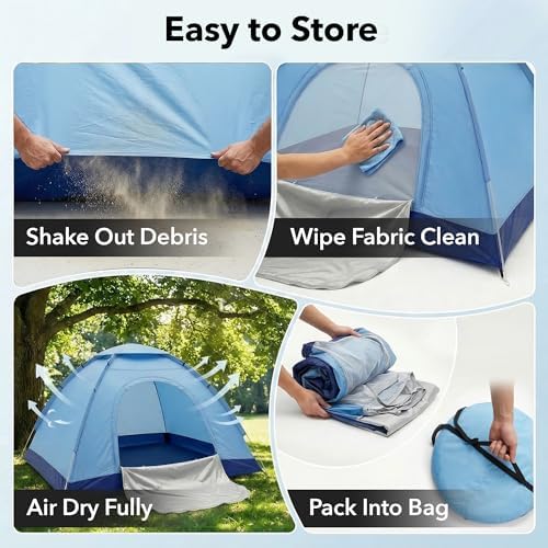 OVENTE 2 Person Camping Tent with Carrying Bag, Blue TCW013BL