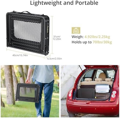 Anbte Folding Grill Table, Aluminum Camping Table Adjustable Height Max 27.5" Picnic Table Outdoor Table, Lightweight, Portable Handle for Travel Cooking BBQ Picnic, 22.8" x 16", Black