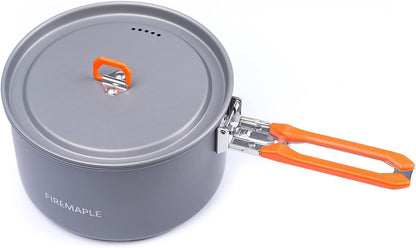 Fire-Maple Feast 4 Piece Camping Cookware Cookware Cookware Kit Outdoor Cookware Set with Pots, Kettle, Saucepans and Spatula for Hiking Fishing Picnic