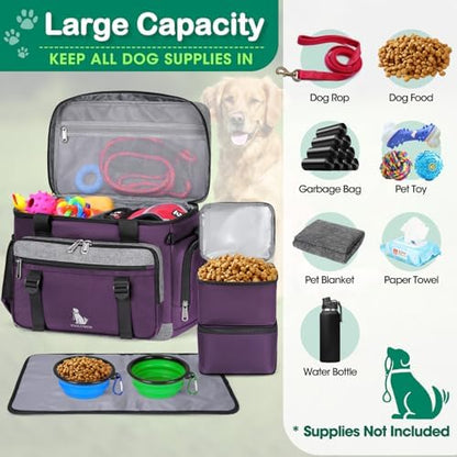 IGOLUMON Dog Travel Bag Large Waterproof Pet Travel Bags Set for Supplies