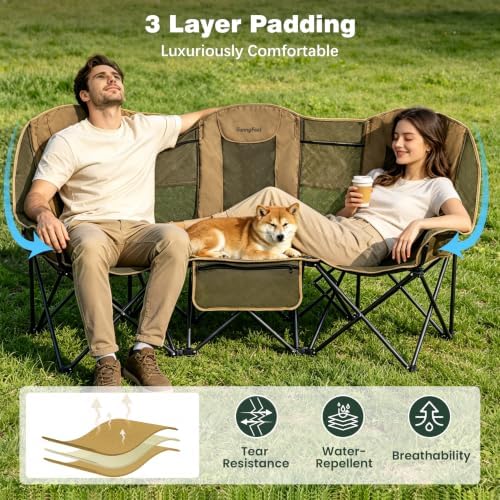 SUNNYFEEL 3 Person Camping Chair Oversized Loveseat for Adults