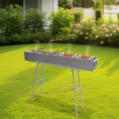 Portable Charcoal Grills,39”x7”x5”Commercial BBQ Lamb Skewer Grill Set with Foldable Stand,Lightweight Smoky Flavor Barbecue Grill for Outdoor&Camping Cooking (39 * 7 * 5in)