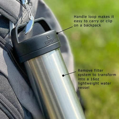 ESPRO Go P0 Ultralight French Press Coffee Maker for Travel, Vacuum Insulated Stainless Steel, 16 Ounces, Brushed Stainless Steel