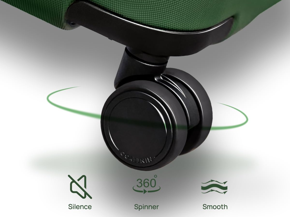 Trunk Luggage 24 Inch, Medium Checked Luggage with Double Spinner Wheels, Anti-Burst Zipper, Hard Case PC Suitcase, Lightweight Travel Luggage, TSA Approved (Topaz Blue, Hudson)