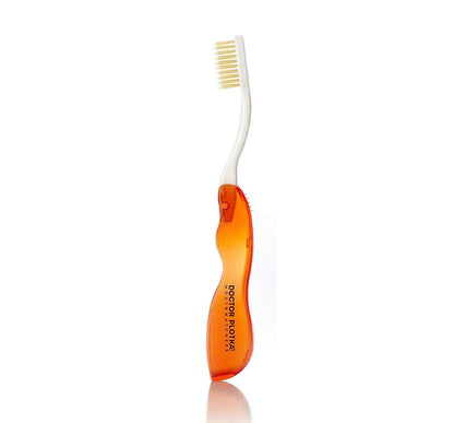 MOUTHWATCHERS Soft Flossing Folding Travel Toothbrush, Red, Ultra Clean, Good for Sensitive Teeth and Gums, by Dr. Plotka's