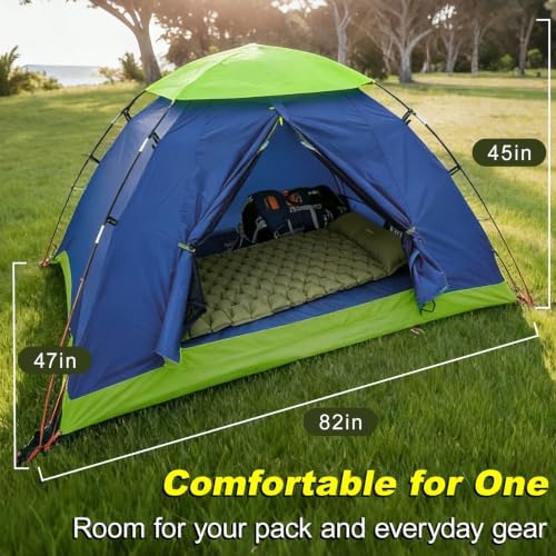 Camping Tent, 1-2 Person Tent, Lightweight Waterproof Backpacking Tent, 5-Minute Setup Outdoor Tent with Carry Bag, Ideal for Camping Hiking