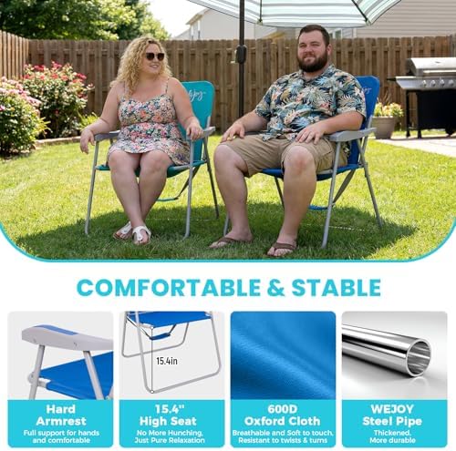 #WEJOY Folding Beach Chairs for Adults, High Back Lightweight for Camp Lawn