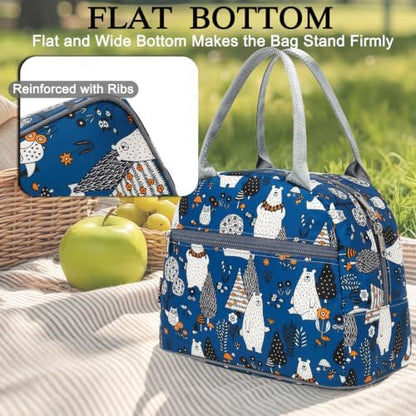FlowFly Insulated Lunch Cooler Bag - Tote Bag Organizer for Women/Men, Owl