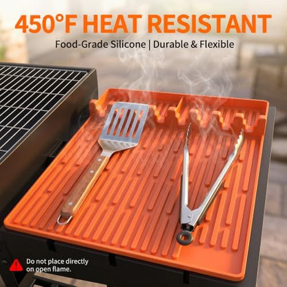 Silicone Grill Mat for Blackstone Griddle Accessories, 8-Slot Tool Mat