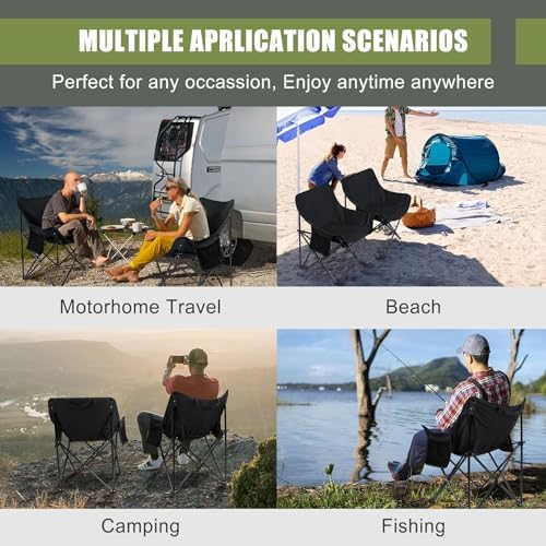 Joyfair Camping Lawn Chair for Adult, Outside Beach Chairs (2 Pack, Black)
