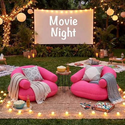 Novabright 4 Pcs Inflatable Chairs for Adults Blow Up Games Chairs Folding Portable Flocking Inflatable Sofa for Living Room Learning Camping Party (Hot Pink)