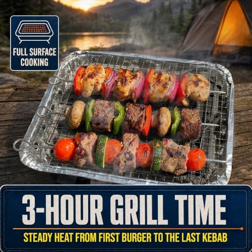 Pull Start Fire Grill, Natural Hardwood Charcoal, Portable 3hr Burn, 1 Pack