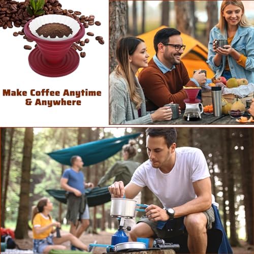 Larrel Pour Over Coffee Maker Portable Coffee Maker Foldable Reusable Pour Over Coffees Dripper Travel Camping Coffees Makers Manual Silicone Filter for Backpacking Camping Hiking Home Office