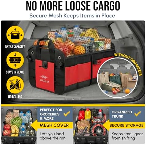 Car Trunk Organizer, Collapsible & Foldable, Red