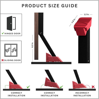 2 Pack Door Stop, No Drill Door Stoppers - Kickdown Doorstop for Home, Glass Doors, & Outdoors, Easy to Install Doors with Self Adhesive Door Stopper, No Screw Flip Down Portable Door Stopper - Black