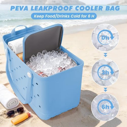 Cooler Organizer Insert Compatible with Bogg Bag XL, Leak-Proof Ice Chest Beach Bag with Removable Divider, Zippered Pouch, Portable Travel Organizer for Beach, Picnic, Camping, Pool