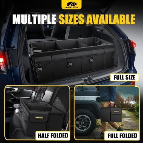 MIKKUPPA Trunk Organizer with Lid - 95L Car Organizer with Cooler, Black